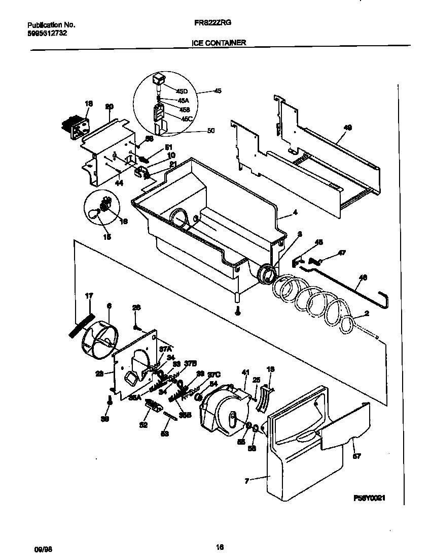 Frigidaire FRS22ZRGW2 ice container diagram