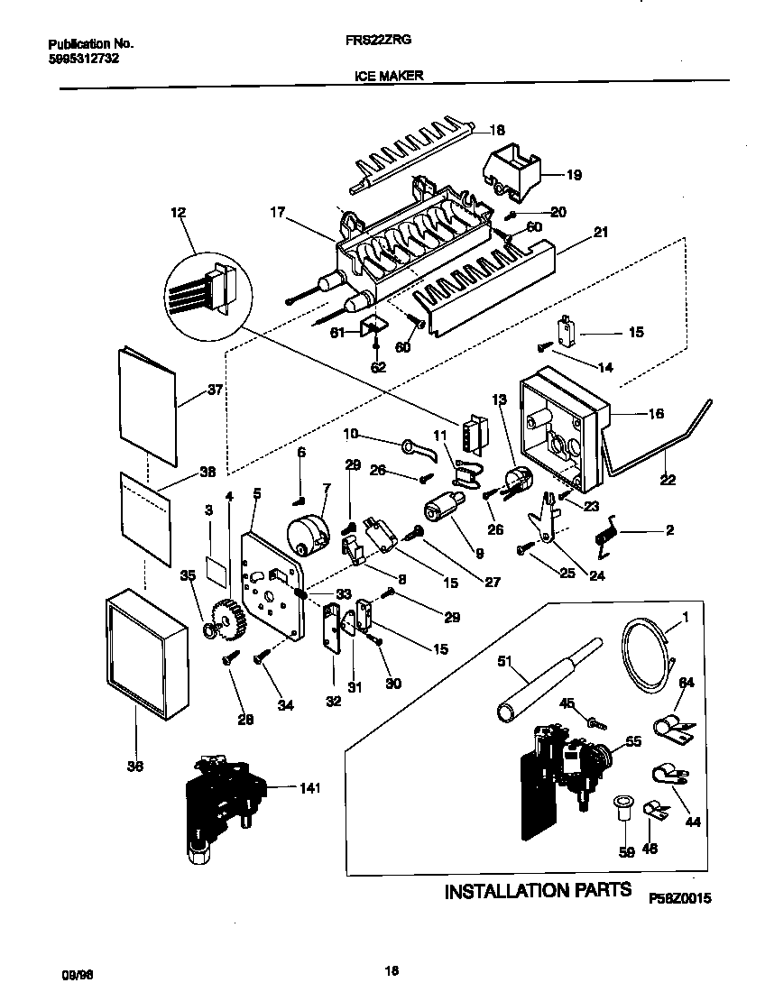 Frigidaire FRS22ZRGW2 ice maker diagram