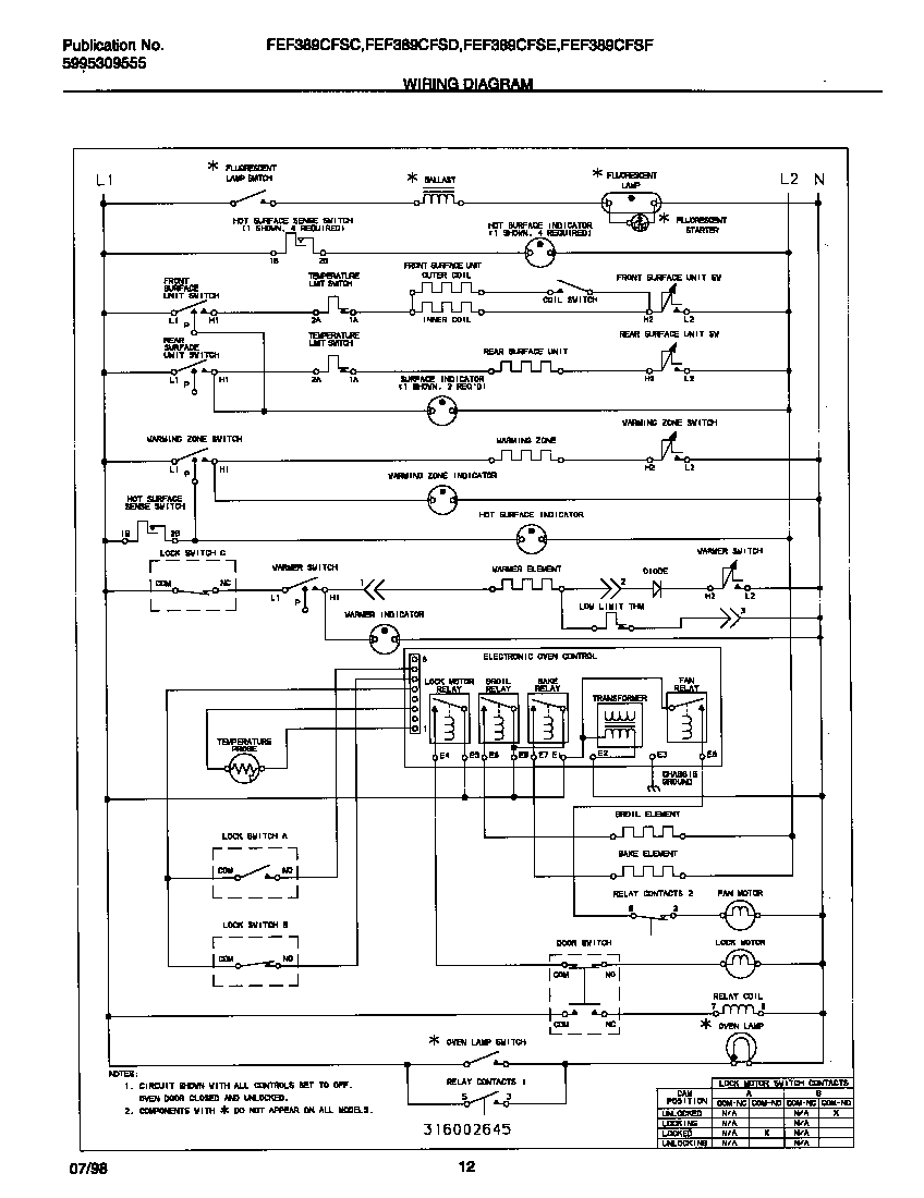 Frigidaire FEF389CFSC wiring diagram diagram