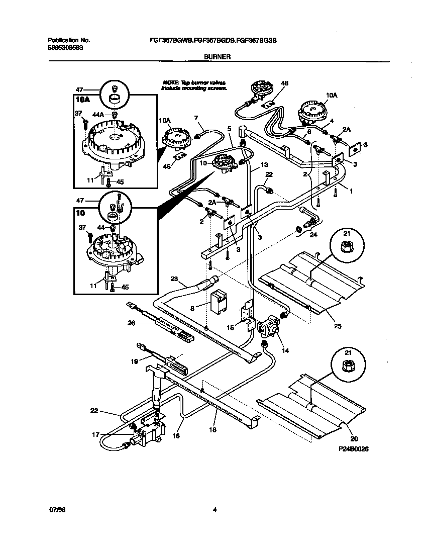Frigidaire FGF367CGSB burner diagram