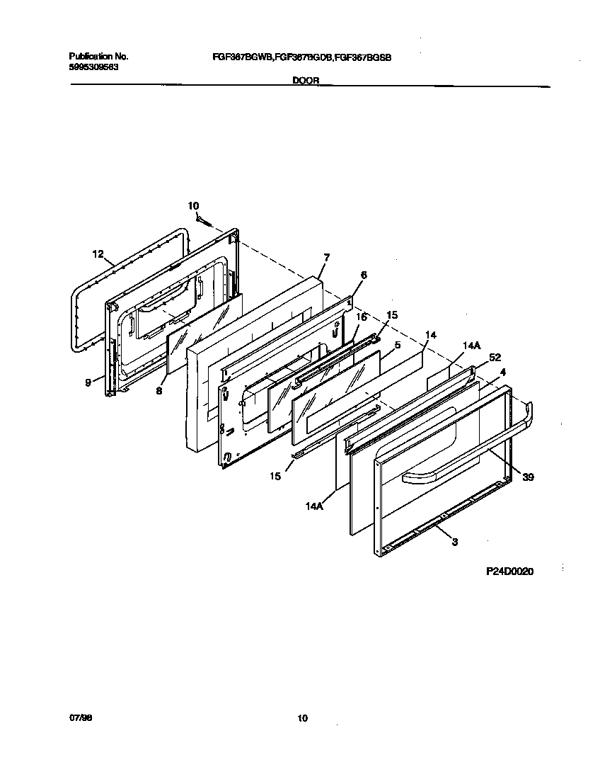Frigidaire FGF367CGSB door diagram