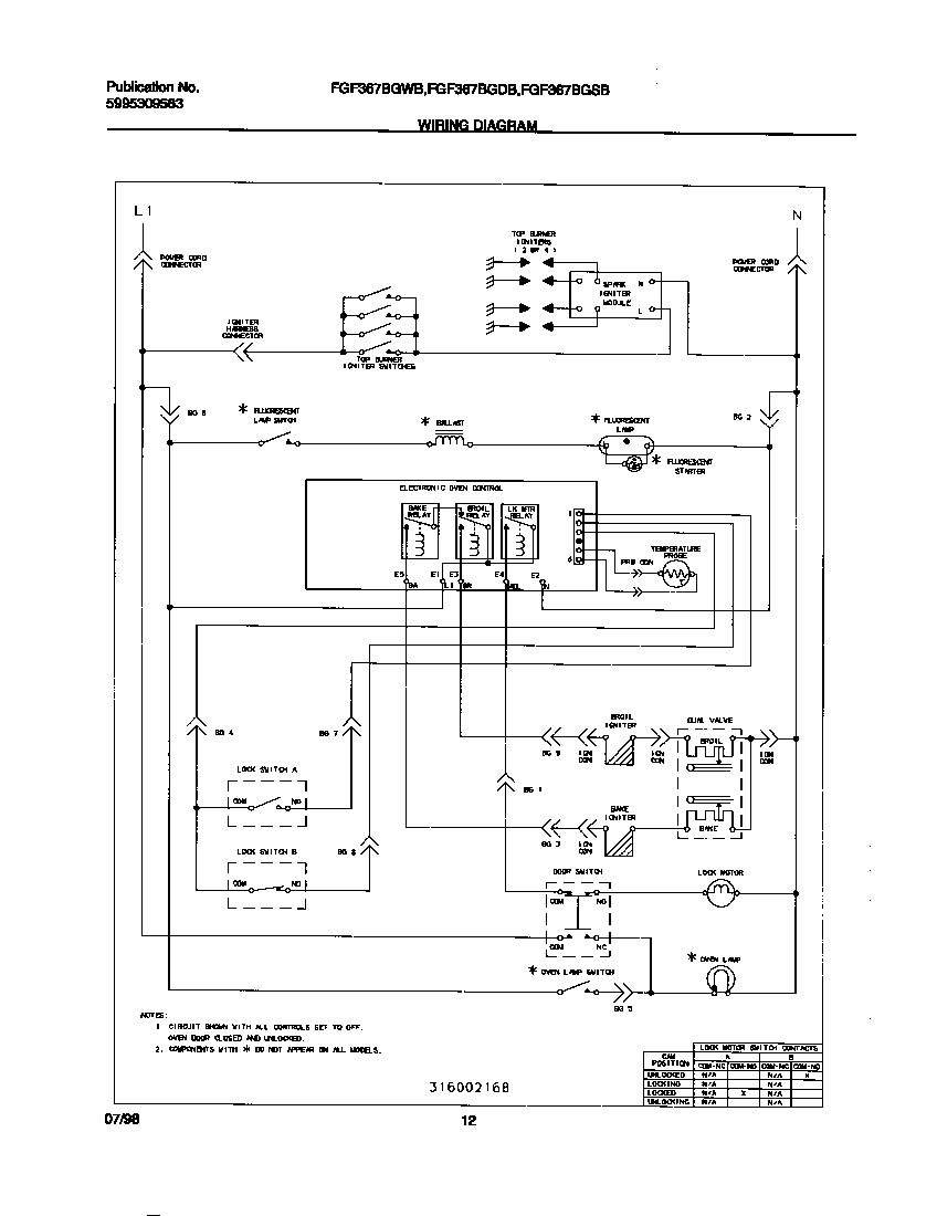 Frigidaire FGF367CGSB wiring diagram diagram