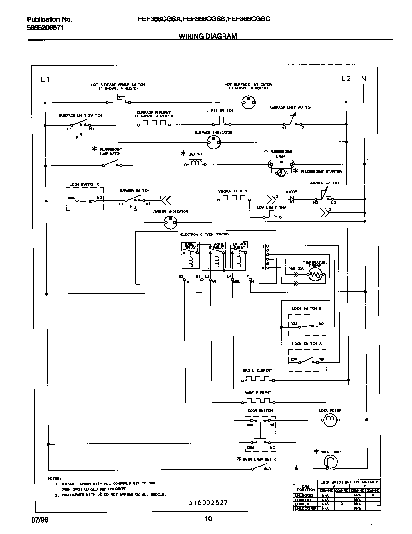 Frigidaire FEF366CGSB wiring diagram diagram