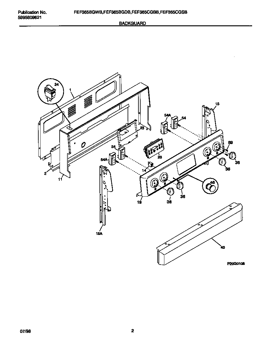 Frigidaire FEF365CGSB backguard diagram