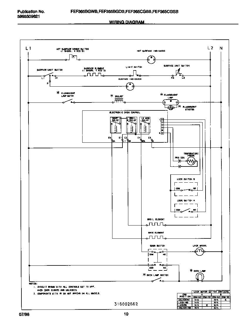Frigidaire FEF365CGSB wiring diagram diagram