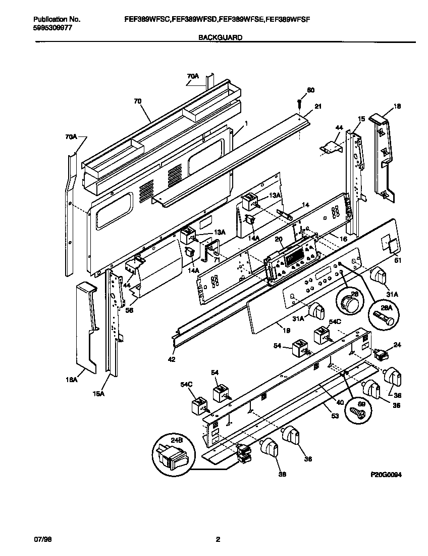 Frigidaire FEF389WFSC backguard diagram