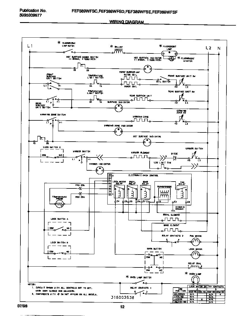 Frigidaire FEF389WFSC wiring diagram diagram