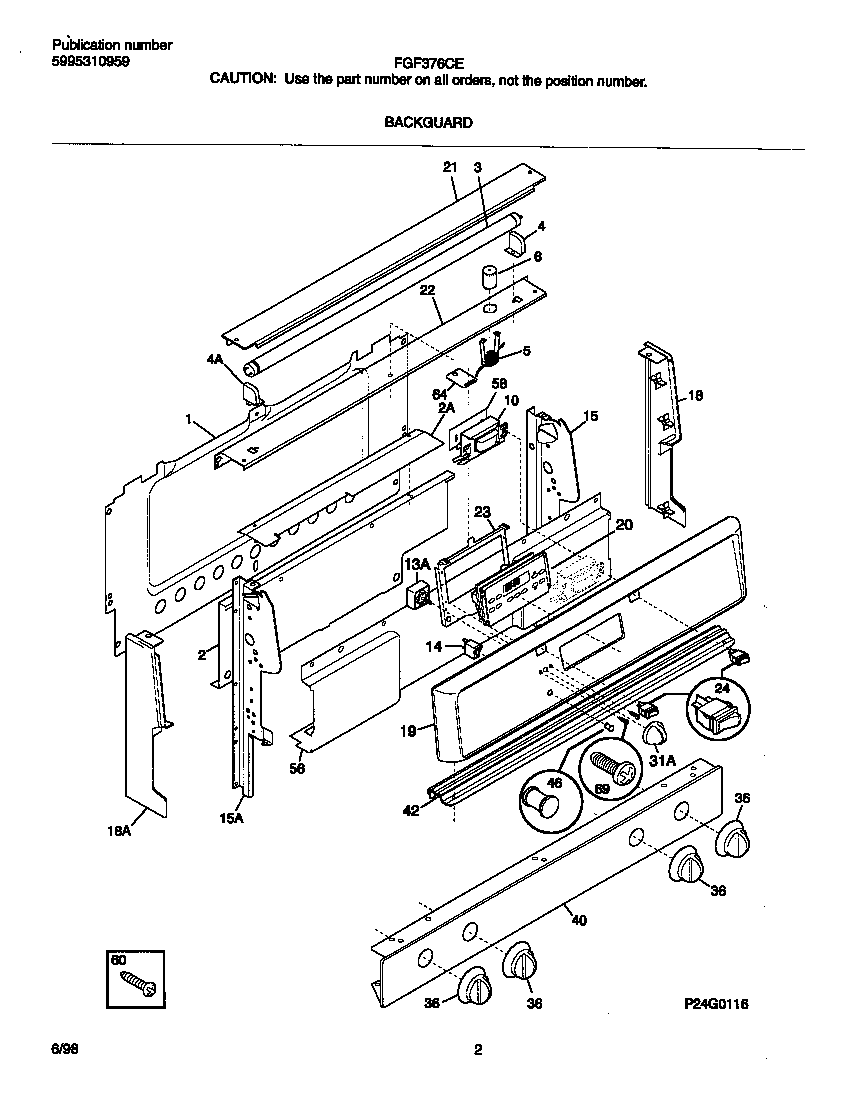 Frigidaire FGF376CESJ backguard diagram