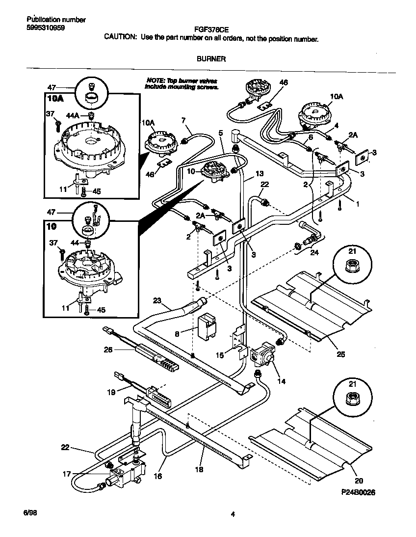 Frigidaire FGF376CESJ burner diagram