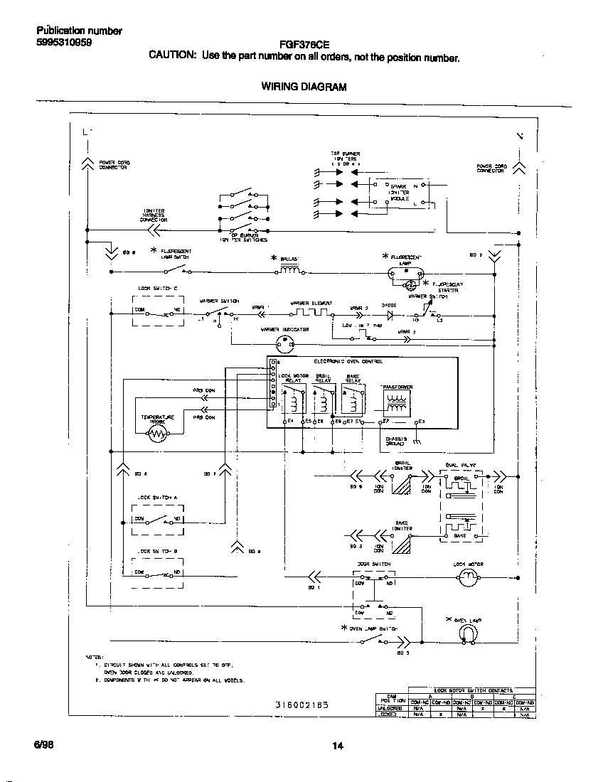 Frigidaire FGF376CESJ wiring diagram diagram