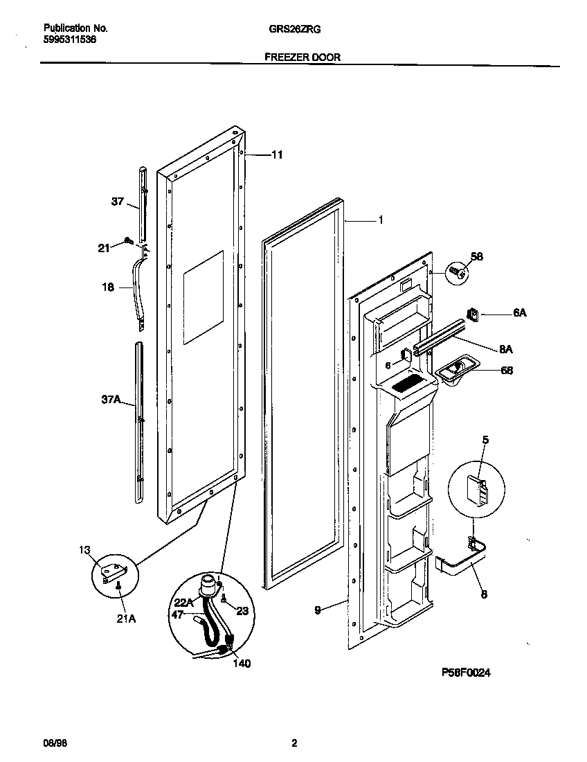 Gibson GRS26ZRGW2 frz door diagram
