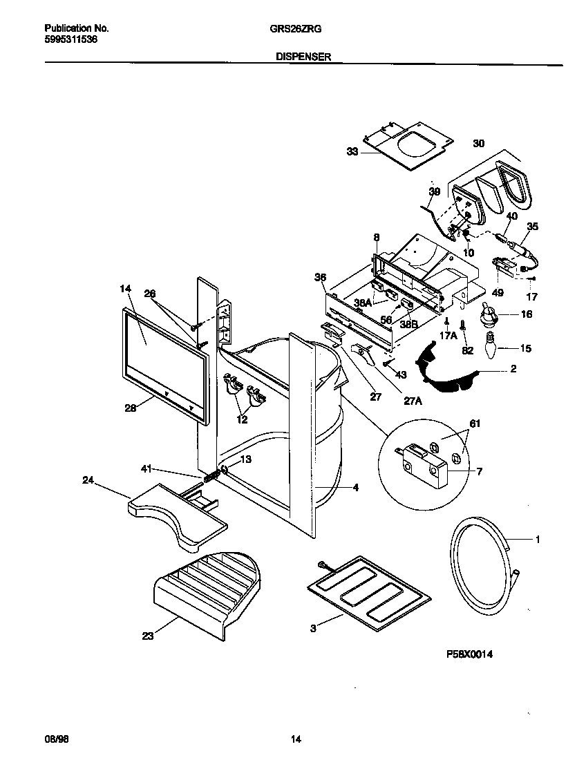 Gibson GRS26ZRGW2 ice dispenser diagram