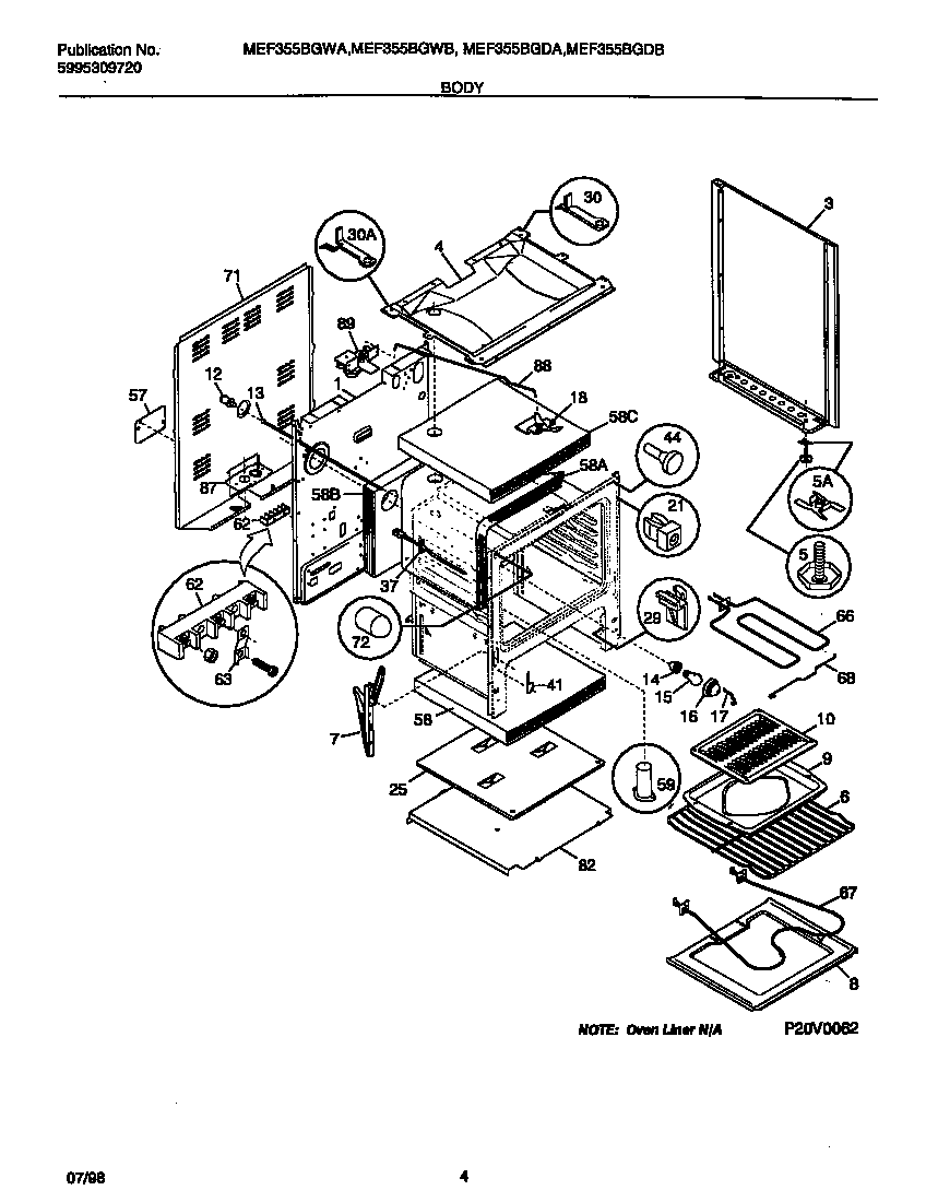 Universal/Multiflex (Frigidaire) MEF355BGWA body diagram