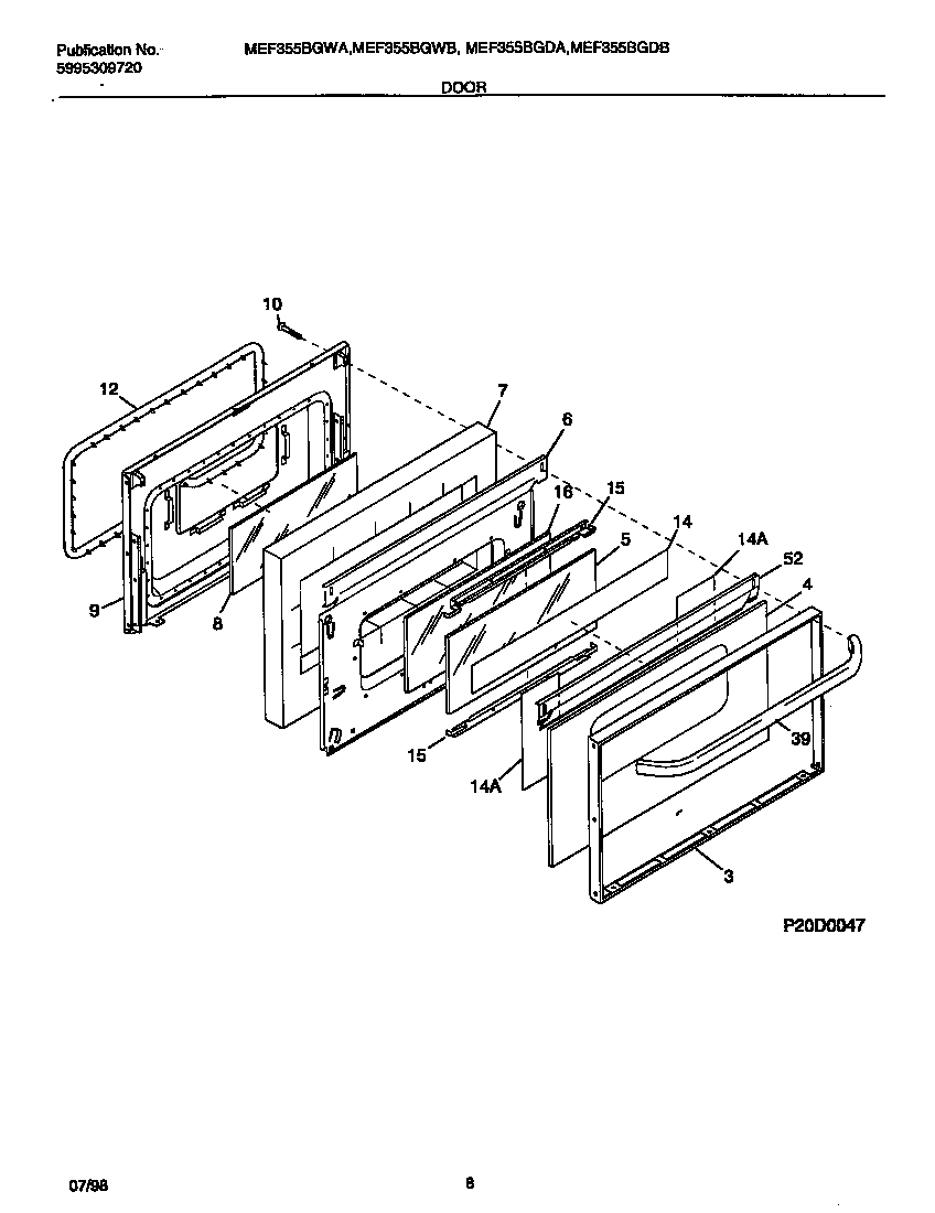 Universal/Multiflex (Frigidaire) MEF355BGWA door diagram