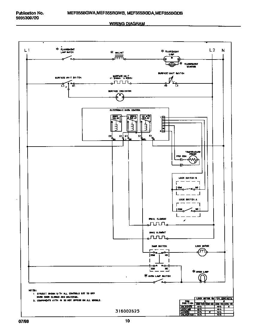 Universal/Multiflex (Frigidaire) MEF355BGWA wiring diagram diagram