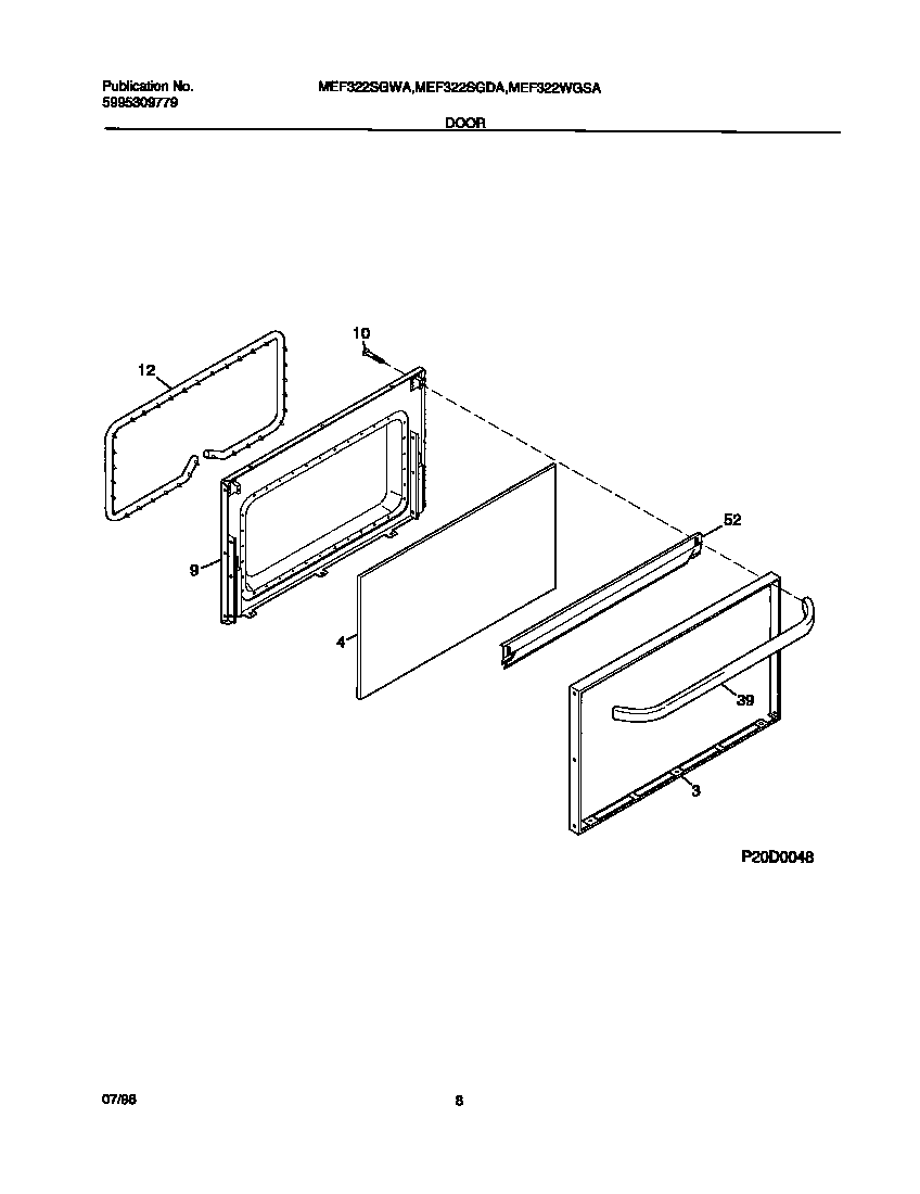 Universal/Multiflex (Frigidaire) MEF322SGWA door diagram