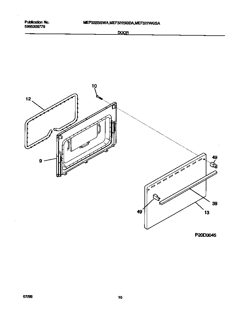 Universal/Multiflex (Frigidaire) MEF322SGWA door diagram