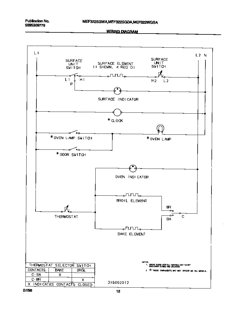Universal/Multiflex (Frigidaire) MEF322SGWA wiring diagram diagram