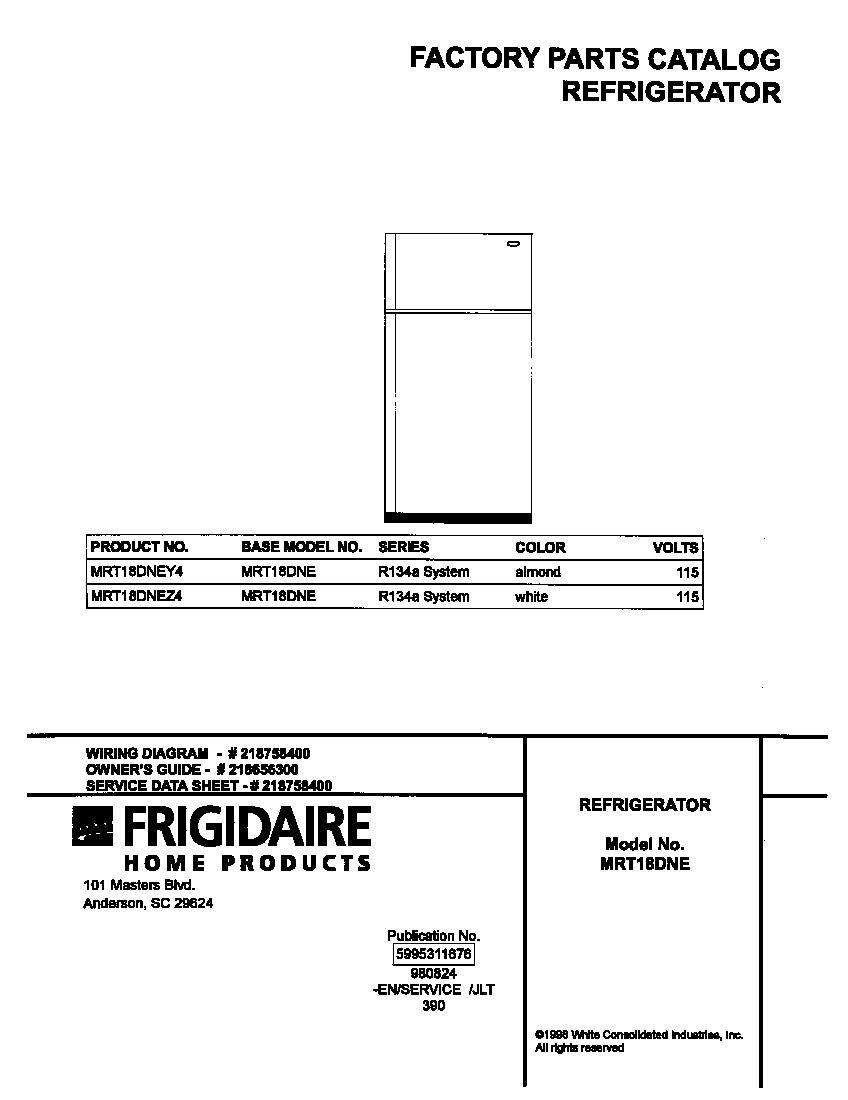 Universal/Multiflex (Frigidaire) MRT18DNEY4 cover diagram