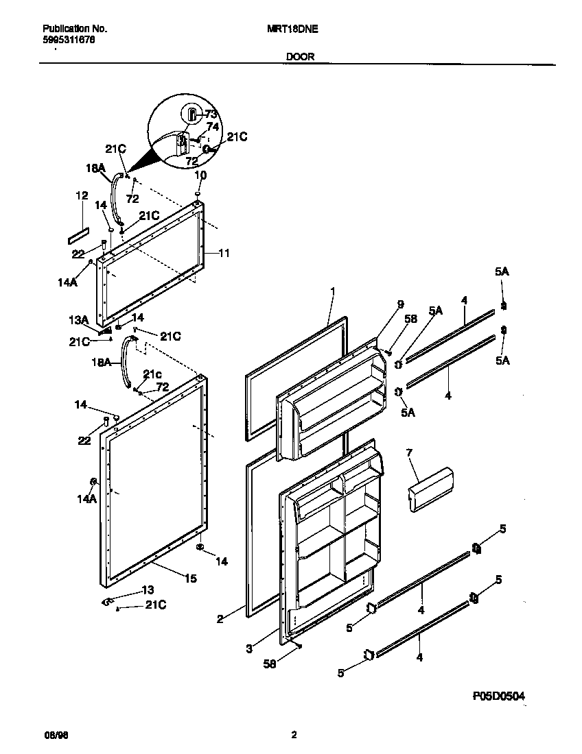 Universal/Multiflex (Frigidaire) MRT18DNEY4 doors diagram