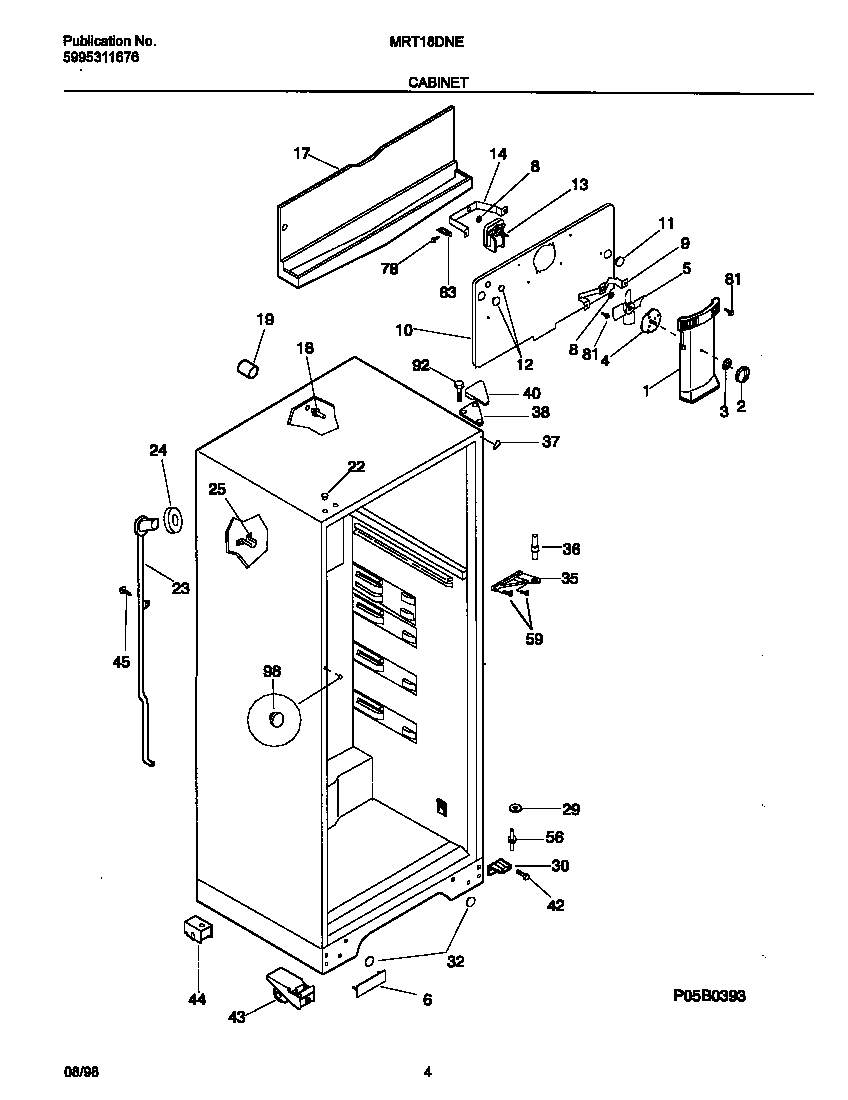 Universal/Multiflex (Frigidaire) MRT18DNEY4 cabinet diagram