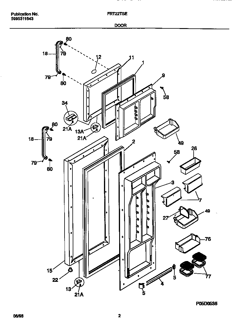 Frigidaire FRT22TSEK2 doors diagram