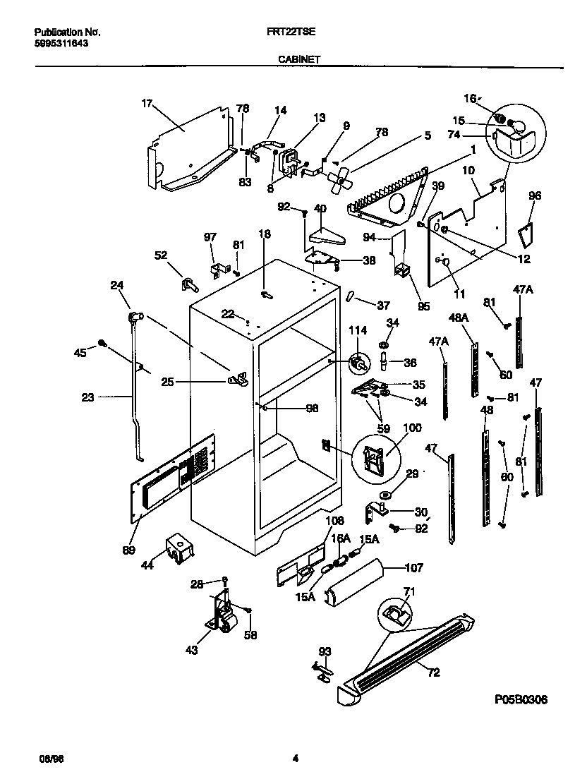 Frigidaire FRT22TSEK2 cabinet diagram