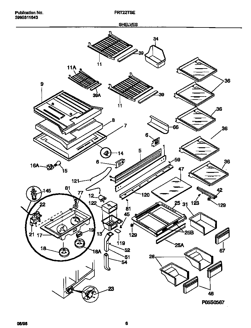 Frigidaire FRT22TSEK2 shelves diagram