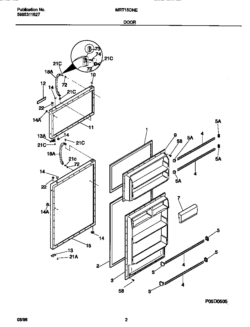 Universal/Multiflex (Frigidaire) MRT15CNED8 door diagram