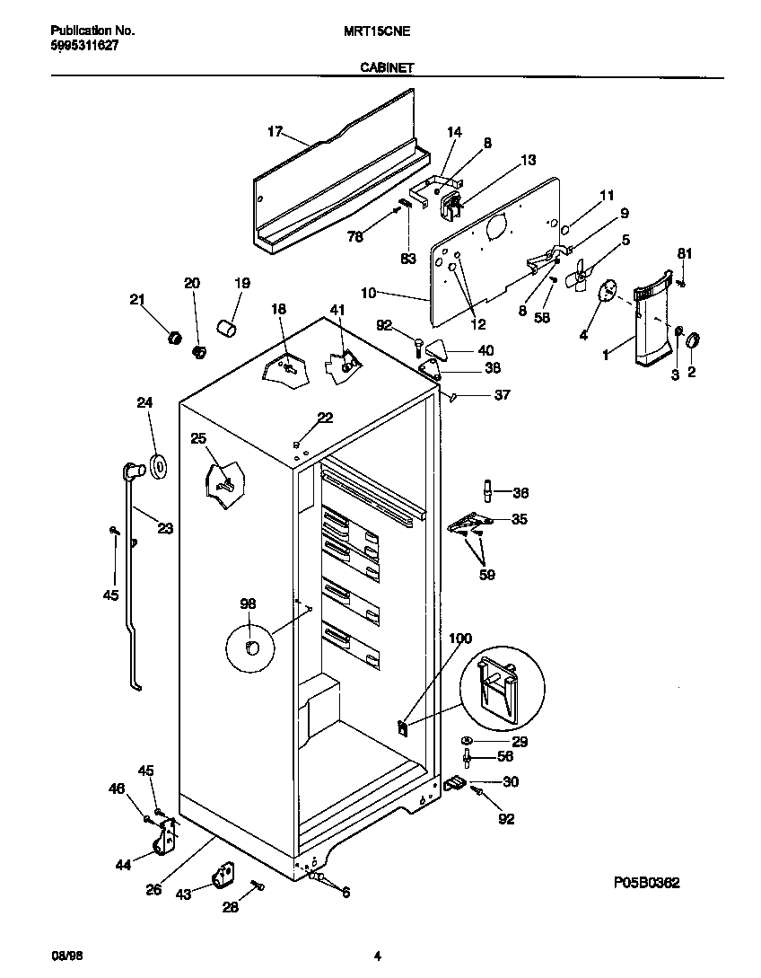 Universal/Multiflex (Frigidaire) MRT15CNED8 cabinet diagram