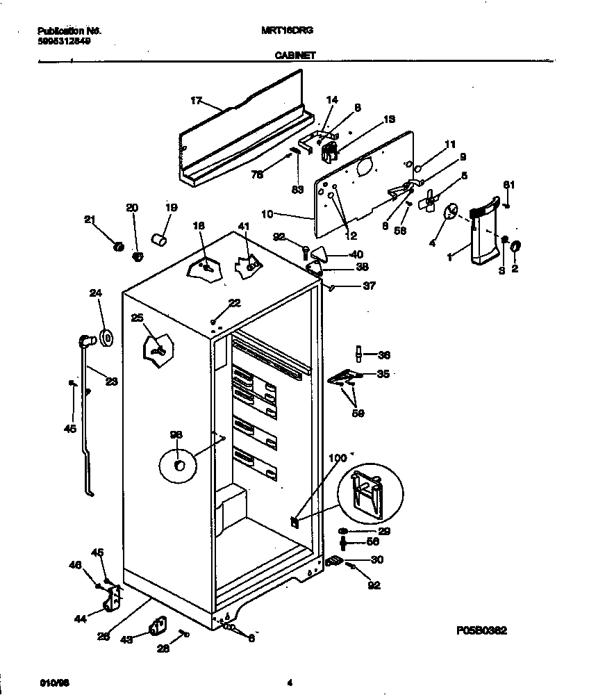 Universal/Multiflex (Frigidaire) MRT16DRGD0 cabinet diagram