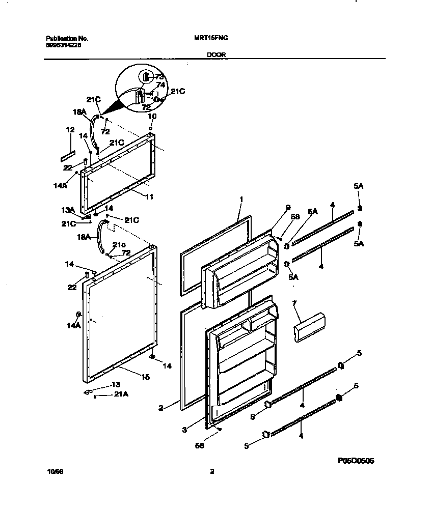 Universal/Multiflex (Frigidaire) MRT15FNGD2 door diagram