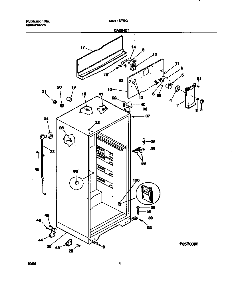 Universal/Multiflex (Frigidaire) MRT15FNGD2 cabinet diagram