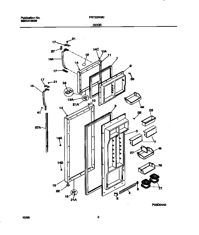 Frigidaire FRT22RGCD8 door diagram