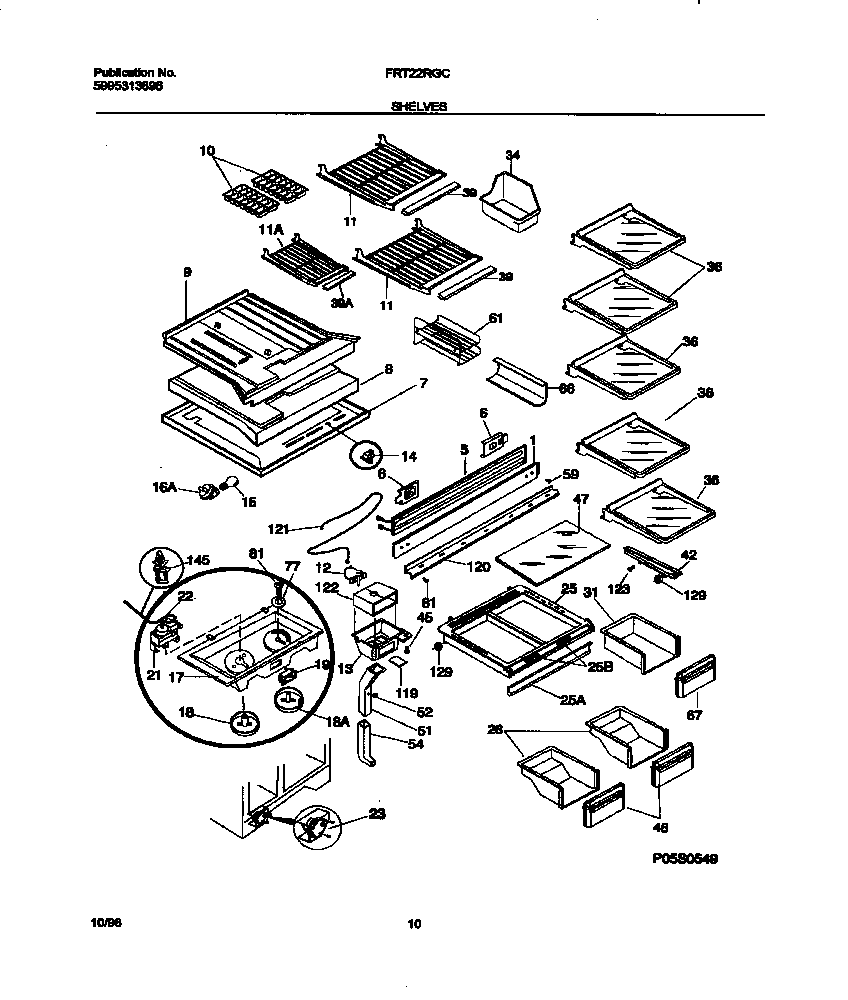 Frigidaire FRT22RGCD8 shelves diagram