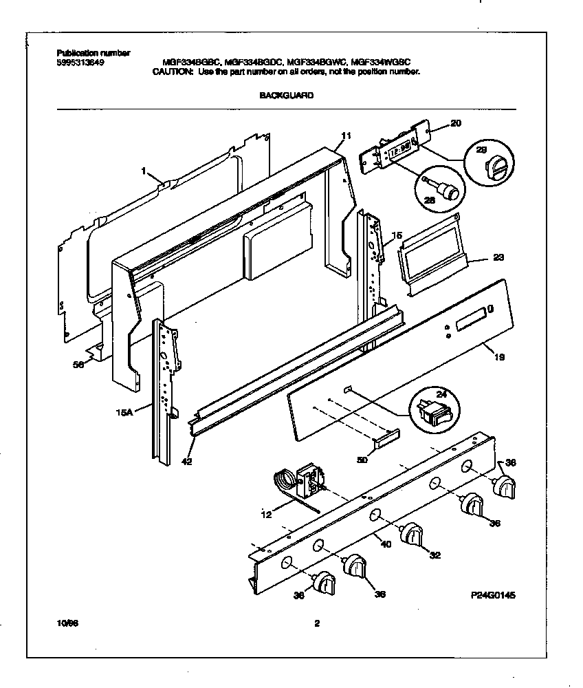 Universal/Multiflex (Frigidaire) MGF334BGBC backguard diagram