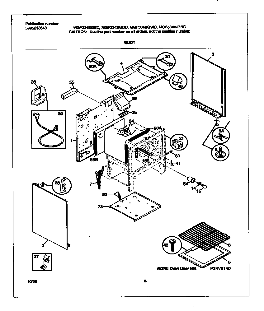 Universal/Multiflex (Frigidaire) MGF334BGBC body diagram