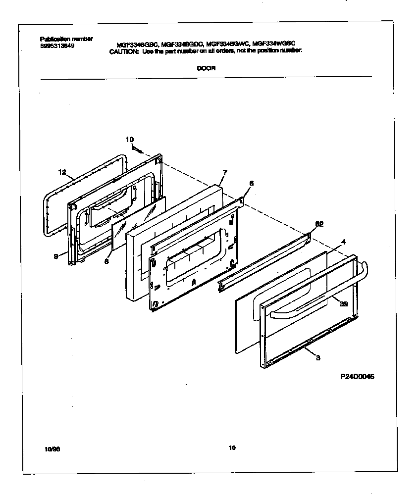 Universal/Multiflex (Frigidaire) MGF334BGBC door diagram