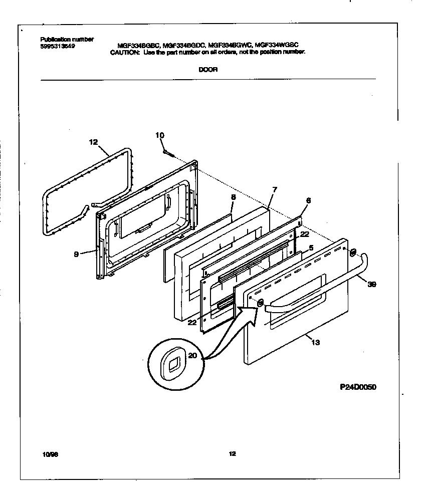 Universal/Multiflex (Frigidaire) MGF334BGBC door diagram