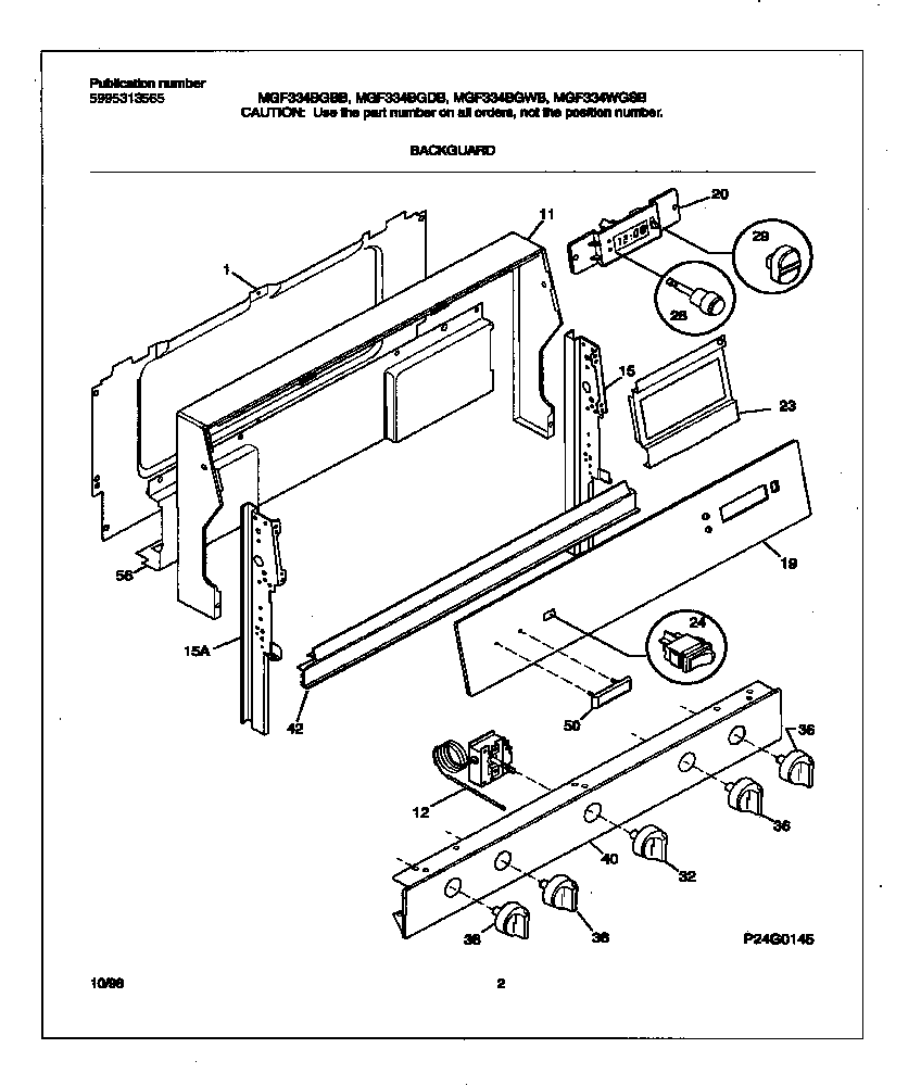 Universal/Multiflex (Frigidaire) MGF334BGBB backguard diagram
