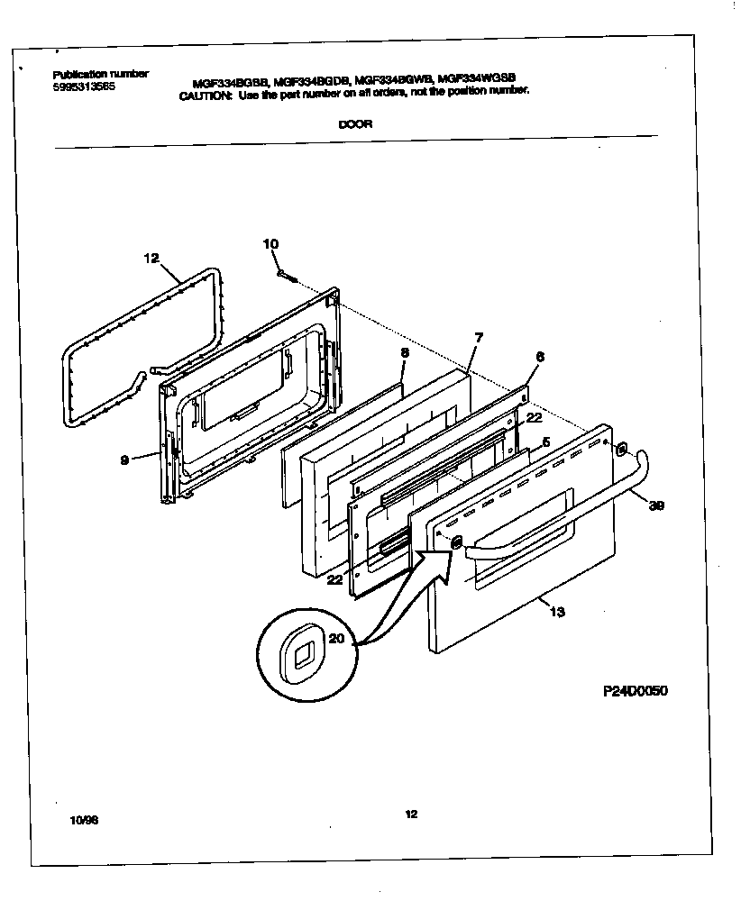 Universal/Multiflex (Frigidaire) MGF334BGBB door diagram