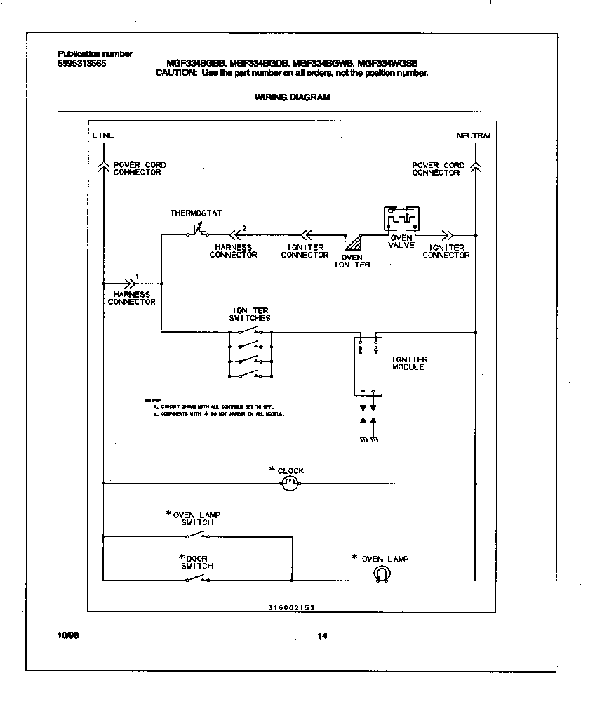 Universal/Multiflex (Frigidaire) MGF334BGBB wiring diagram diagram