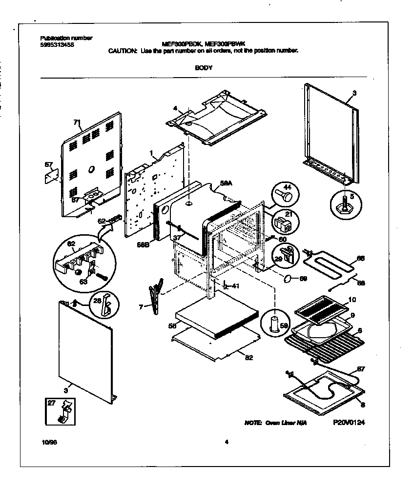 Universal/Multiflex (Frigidaire) MEF300PBWK body diagram