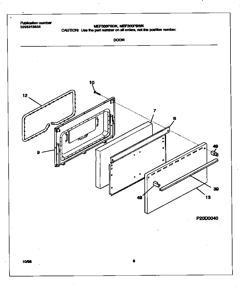 Universal/Multiflex (Frigidaire) MEF300PBWK door diagram