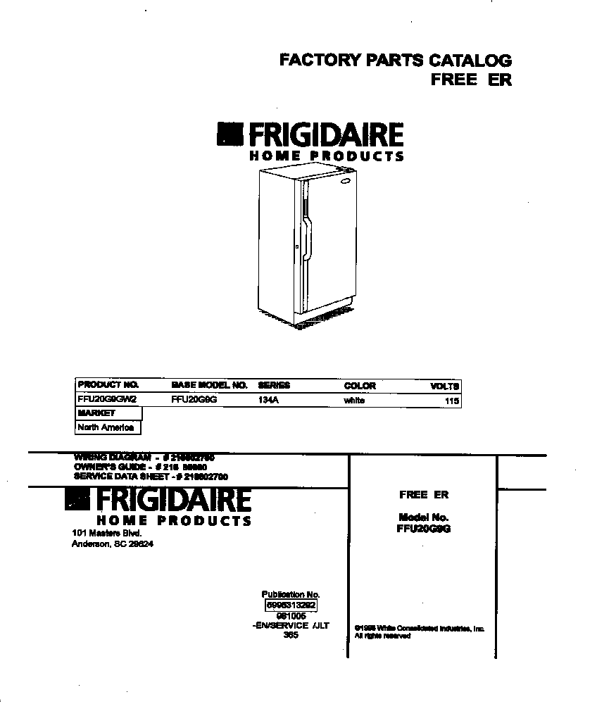 Frigidaire FFU20G9GW2 cover diagram