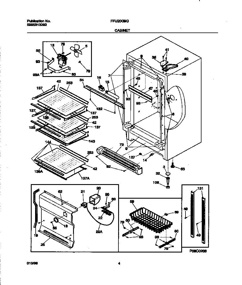Frigidaire FFU20G9GW2 cabinet diagram