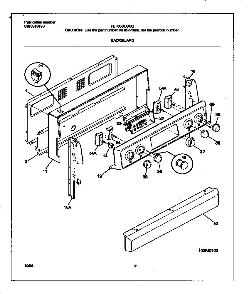 Frigidaire FEF353CGSC backguard diagram