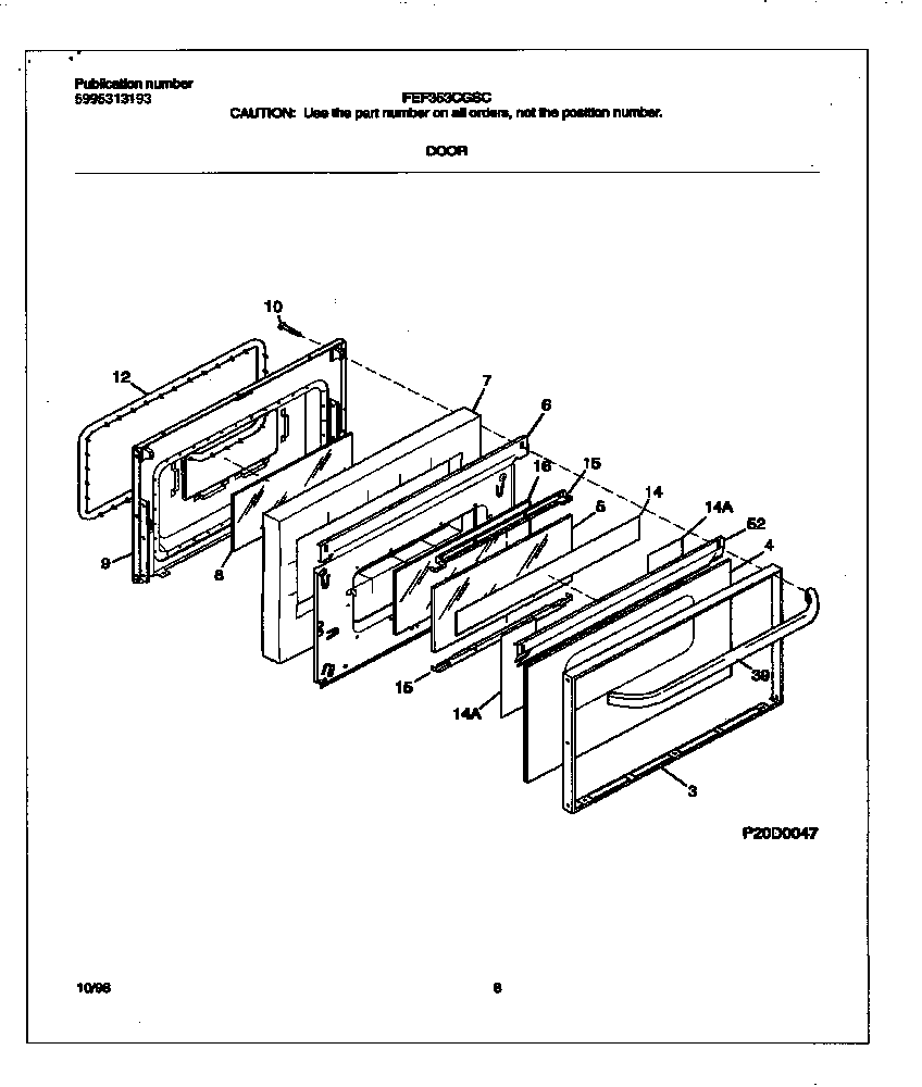 Frigidaire FEF353CGSC door diagram