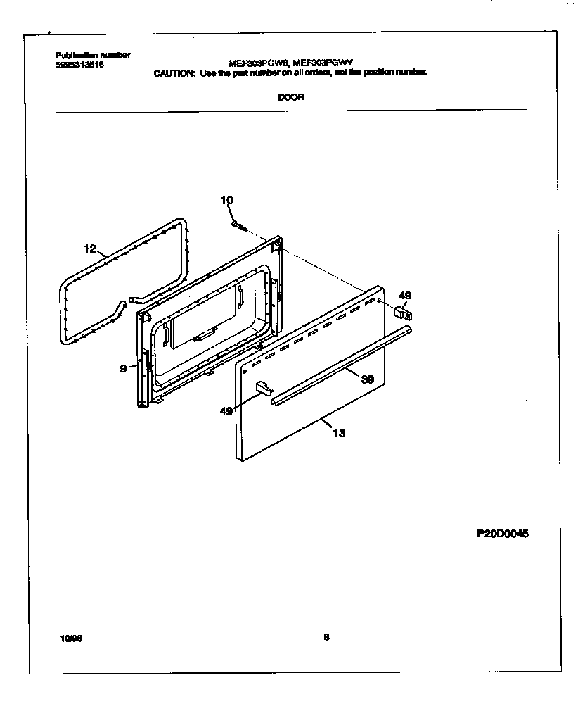 Universal/Multiflex (Frigidaire) MEF303PGWB door diagram