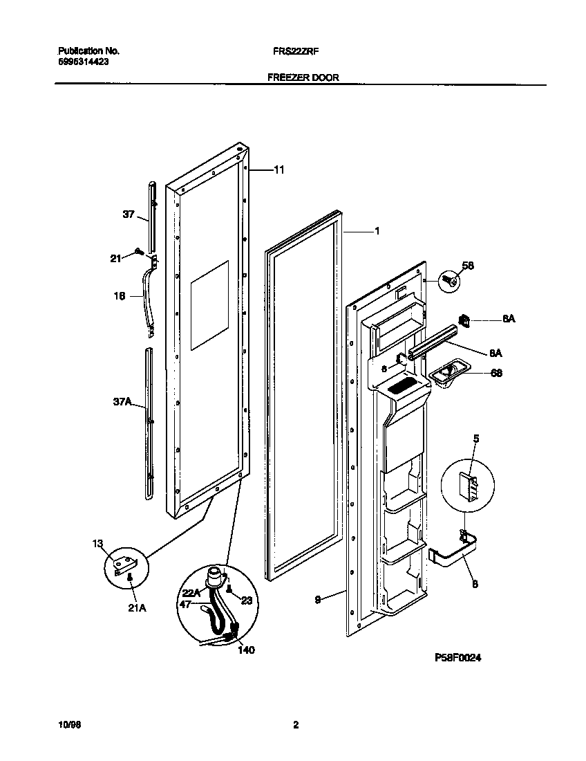 Frigidaire FRS22ZRFD3 frzr door diagram